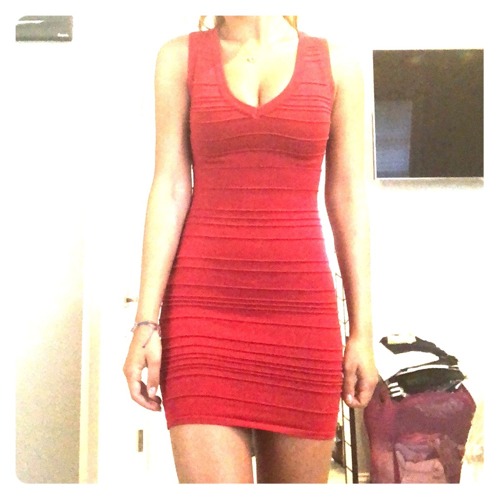 Strappy back red dress